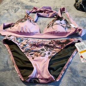 Lucky Floral Pink Bikini Set NEW Small